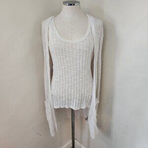 Michael Kors White Lightweight Knit Top w/ Matching Cardigan Women's Small